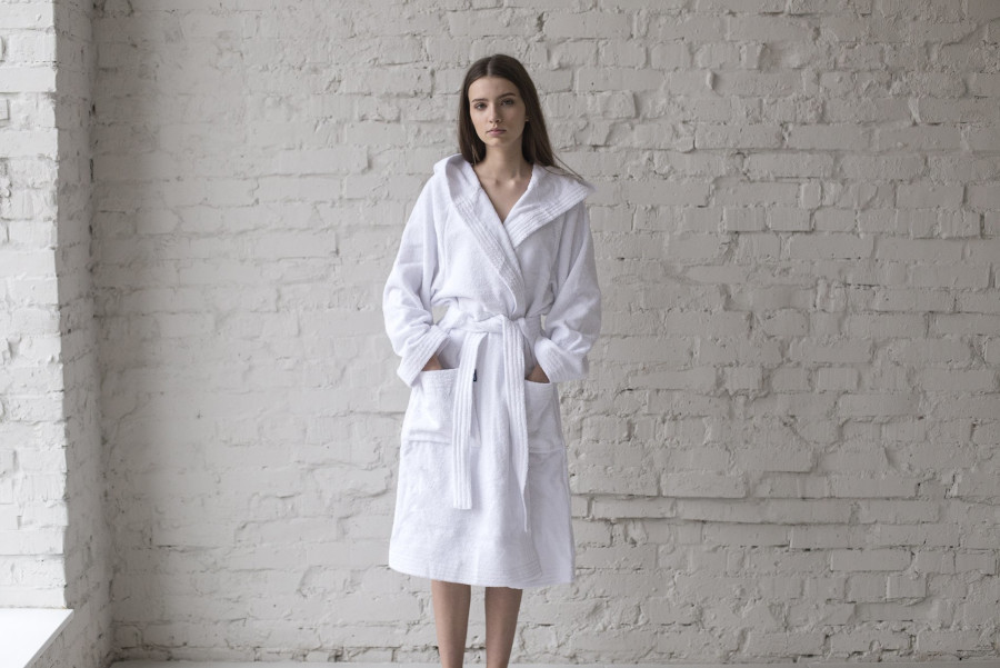 White Bath Robe Банный халат S-M